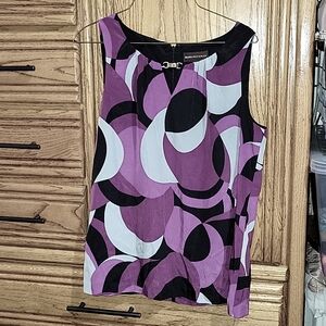 Dana Buchman Purple/Gray/Black Geometric Print Poly Shell -Med